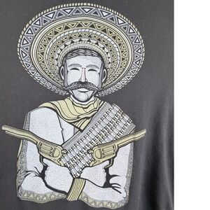 Curbside Clothing 2XL Black Graphic Tee Mexican Revolutionary Sombrero Shirt